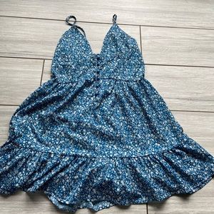 Blue floral, flowy dress